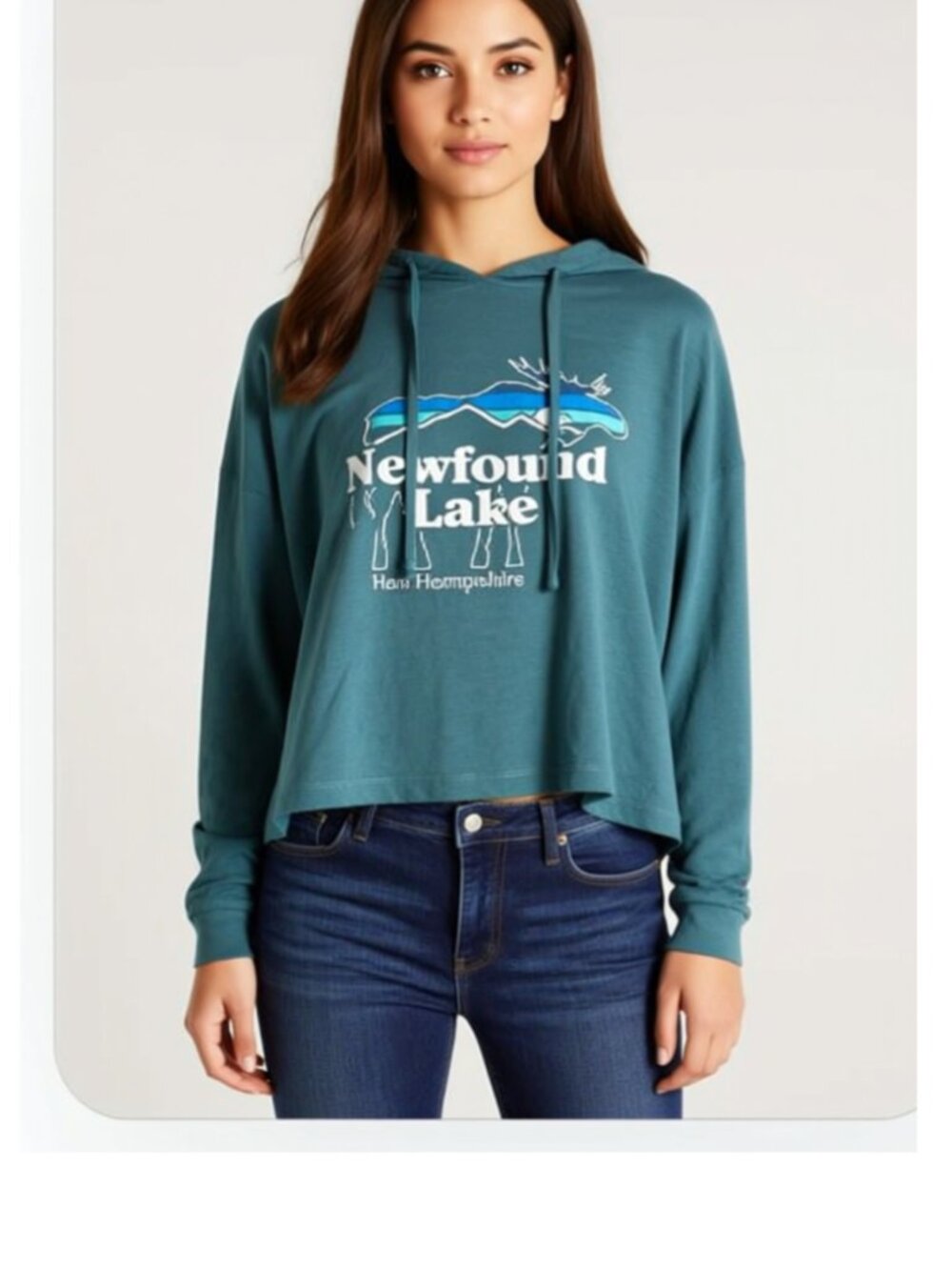 Crop top, long-sleeve hoodie, Size Large, Newfound Lake, New Hampshire (B44)
